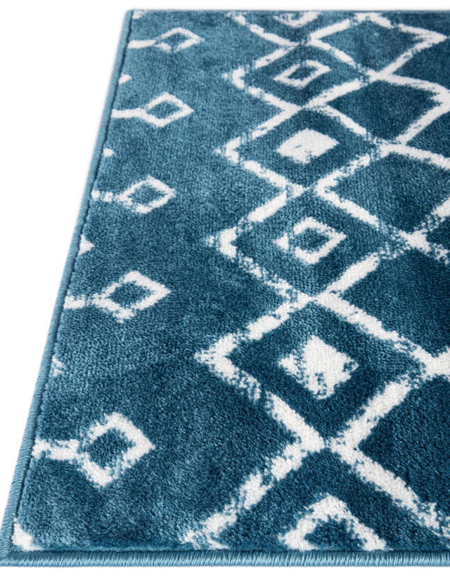 Blue 2' 6 x 8' 2 Moroccan Trellis Runner Rug