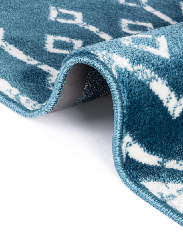 Blue 2' x 7' Moroccan Trellis Runner Rug