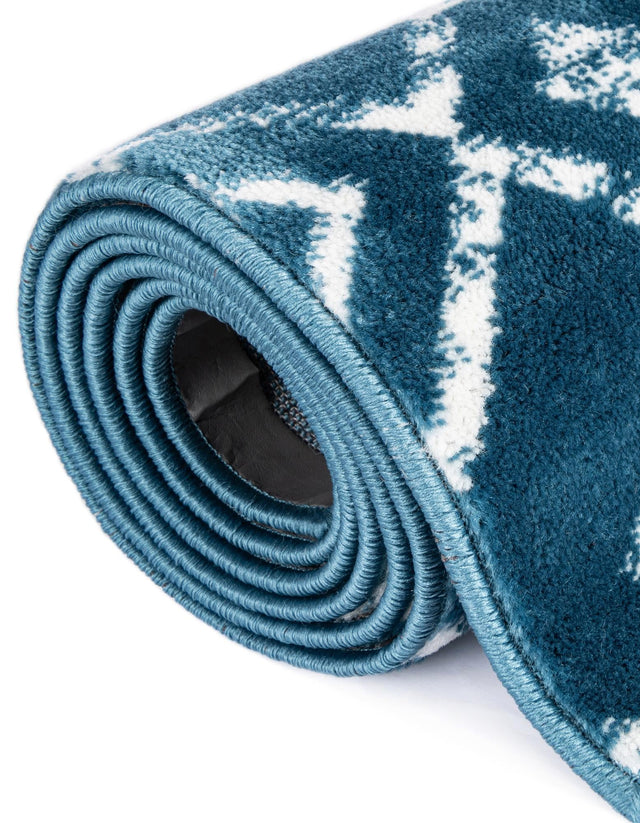 Blue 2' 6 x 8' 2 Moroccan Trellis Runner Rug