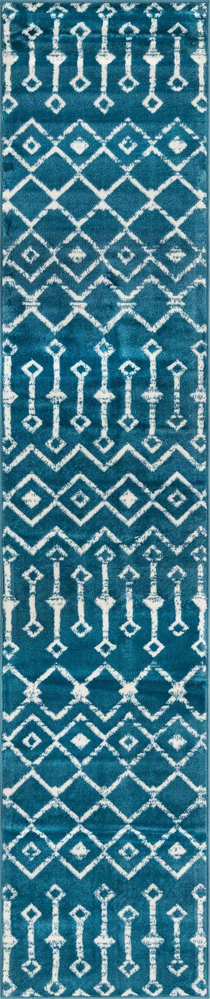 Blue 2' x 7' Moroccan Trellis Runner Rug