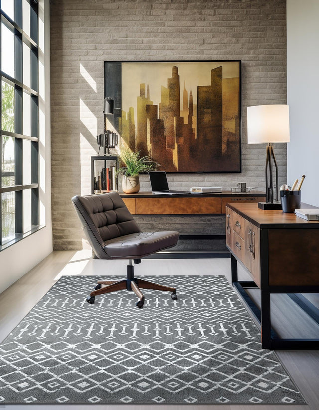Gray 10' x 13' 1 Moroccan Trellis Rectangle Area Rug