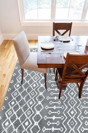 Gray 10' x 13' 1 Moroccan Trellis Rectangle Area Rug