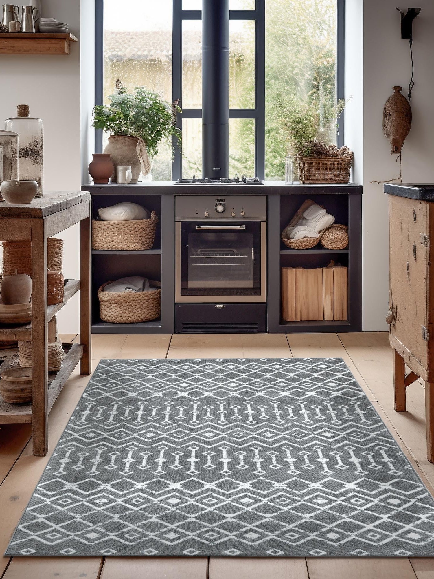 Gray 10' 8 x 16' 5 Moroccan Trellis Rectangle Area Rug 100% Polypropylene Easy Clean Geometric Traditional Carpet for Interior Design Home Decor for Sale at Rug Engine