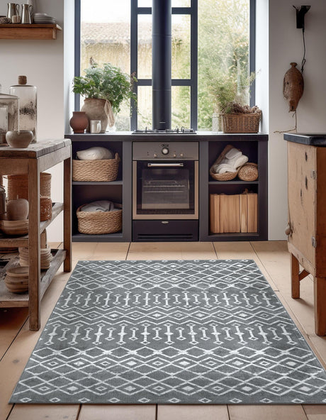 Gray 3' 1 x 5' 3 Moroccan Trellis Rectangle Area Rug 100% Polypropylene Easy Clean Geometric Traditional Carpet for Interior Design Home Decor for Sale at Rug Engine