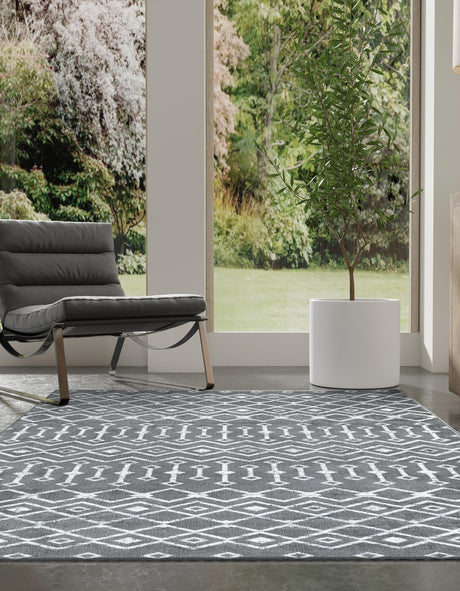 Gray 10' x 13' 1 Moroccan Trellis Rectangle Area Rug 100% Polypropylene Easy Clean Geometric Traditional Carpet for Interior Design Home Decor for Sale at Rug Engine