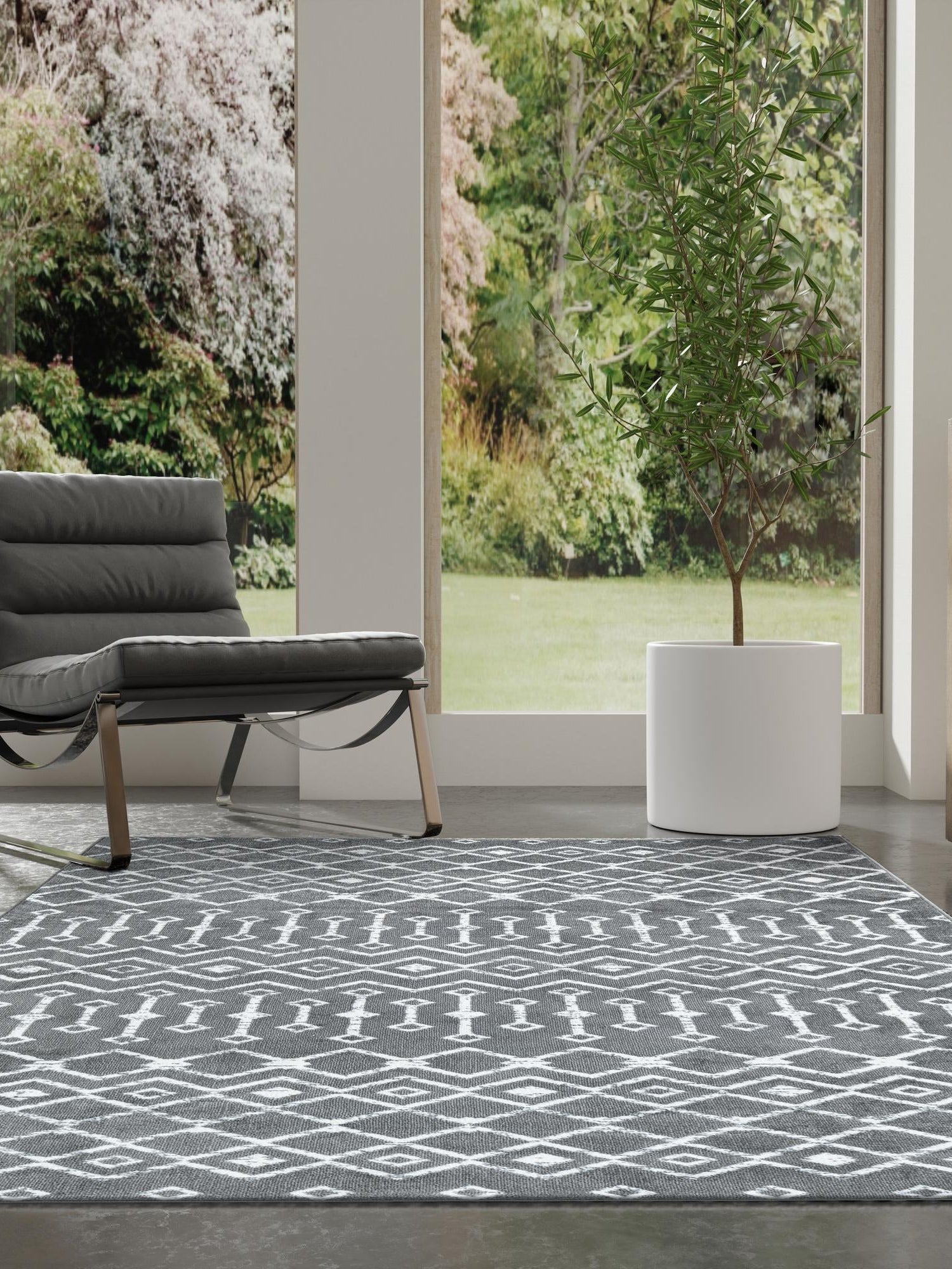 Gray 2' x 3' 1 Moroccan Trellis Rectangle Area Rug 100% Polypropylene Easy Clean Geometric Traditional Carpet for Interior Design Home Decor for Sale at Rug Engine
