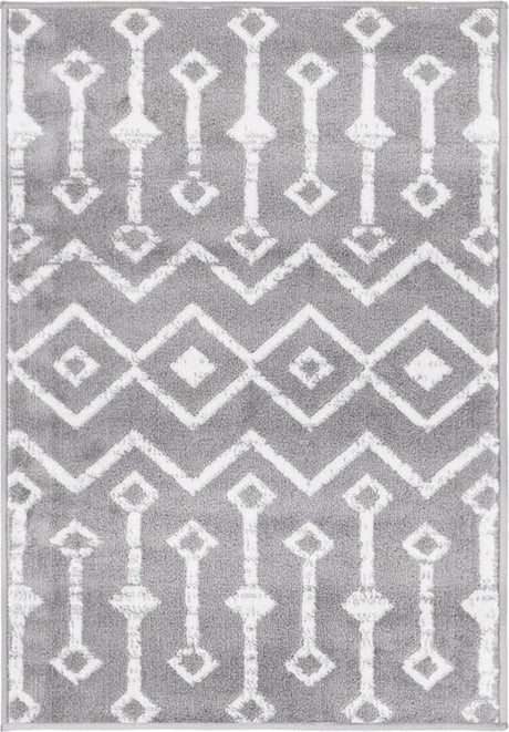 Gray 2' x 3' 1 Moroccan Trellis Rectangle Area Rug