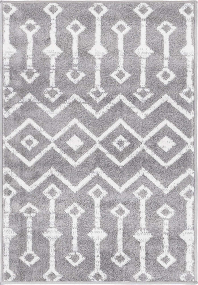 Gray 2' x 3' 1 Moroccan Trellis Rectangle Area Rug