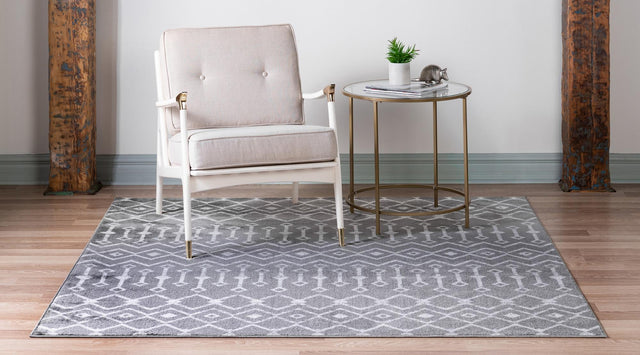 Gray 8' x 8' Moroccan Trellis Square Rug