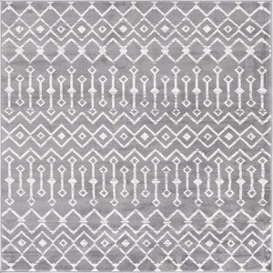 Gray 6' x 6' Moroccan Trellis Square Rug