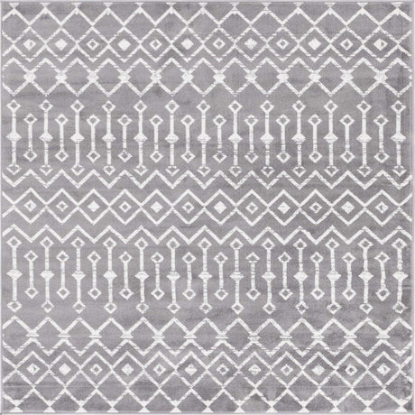 Gray 6' x 6' Moroccan Trellis Square Rug