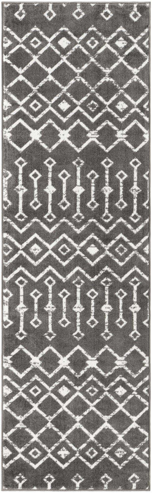 Gray 2' 6 x 8' 2 Moroccan Trellis Runner Rug