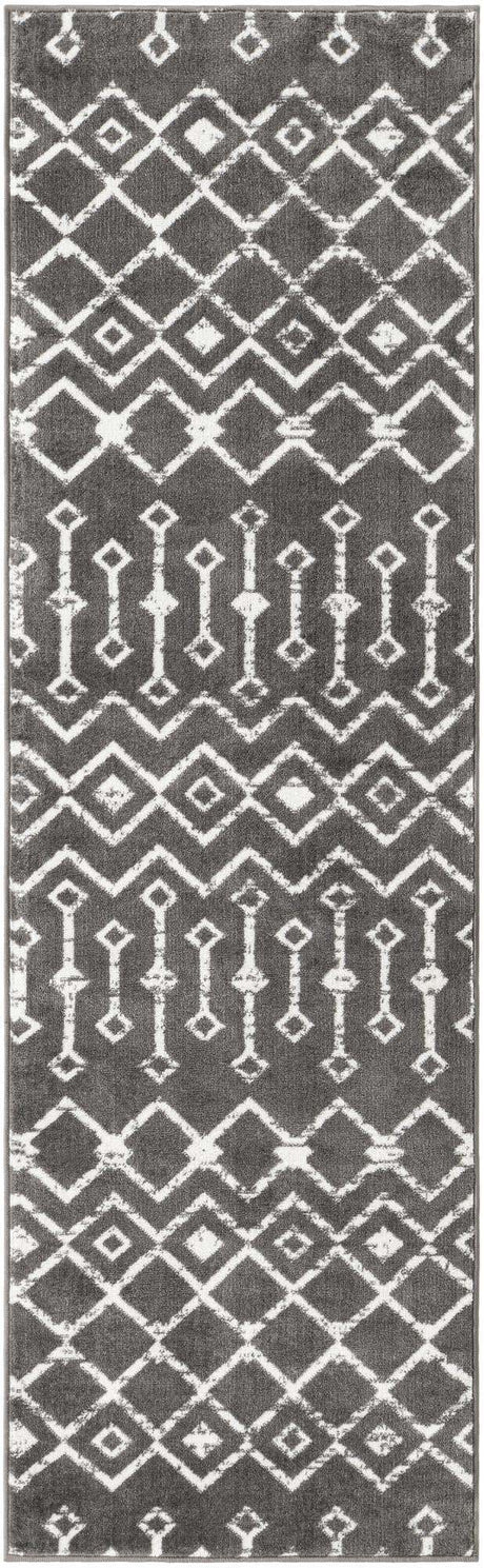 Gray 2' 6 x 8' 2 Moroccan Trellis Runner Rug