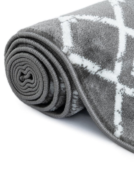 Gray 2' x 6' 7 Moroccan Trellis Runner Area Rug 100% Polypropylene Easy Clean Geometric Traditional Carpet for Interior Design Home Decor for Sale at Rug Engine