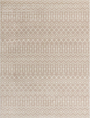 Beige 9' x 12' Moroccan Trellis Rectangle Rug