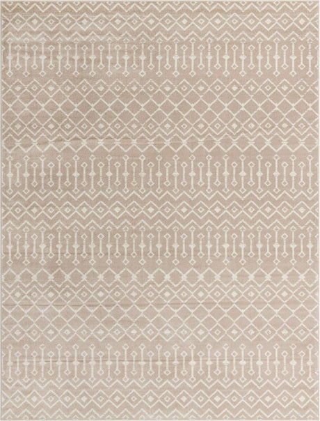 Beige 9' x 12' Moroccan Trellis Rectangle Rug