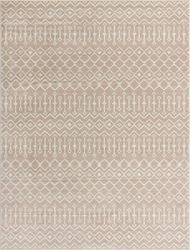 Beige 9' x 12' Moroccan Trellis Rectangle Rug