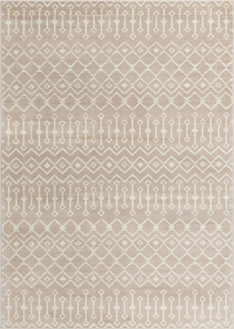 Beige 7' 1 x 10' Moroccan Trellis Rectangle Rug