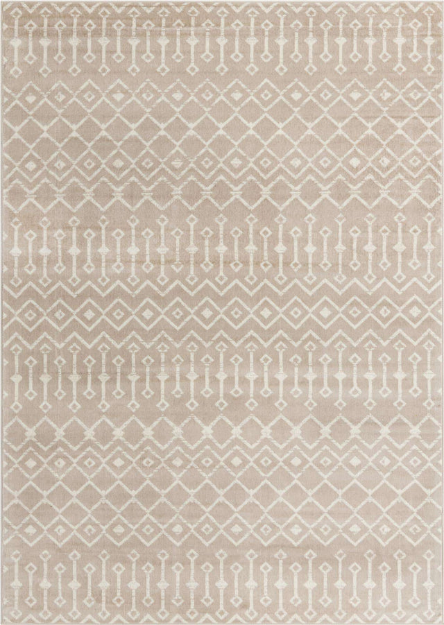 Beige 7' 1 x 10' Moroccan Trellis Rectangle Rug