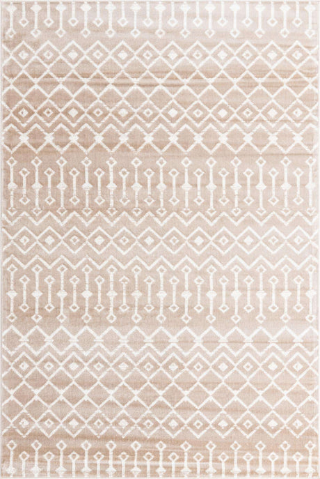 Beige 6' 1 x 9' Moroccan Trellis Rectangle Rug