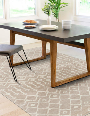 Beige 9' x 12' Moroccan Trellis Rectangle Rug