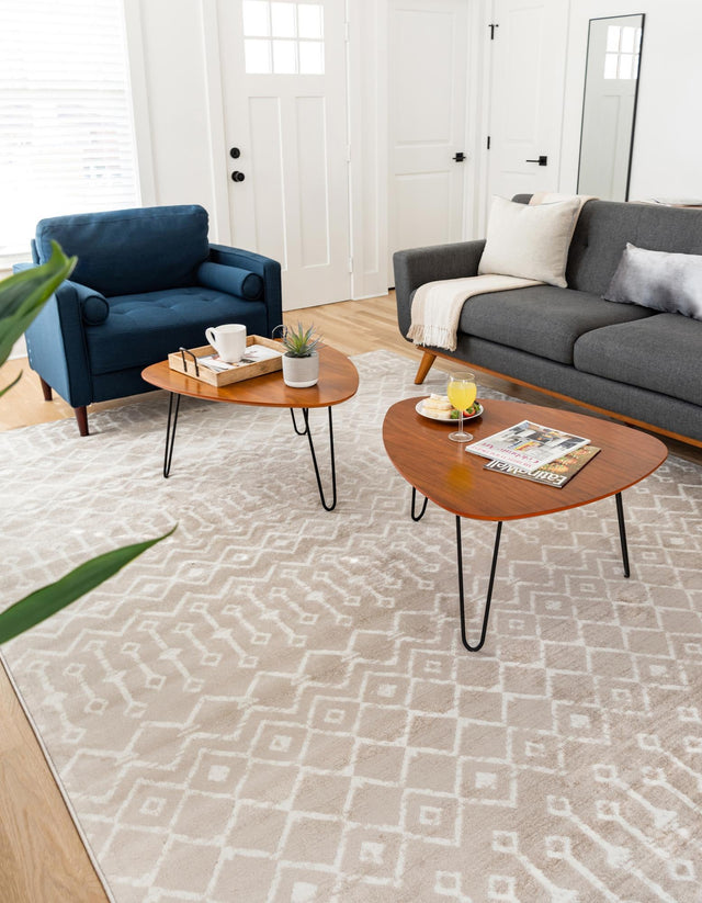 Beige 6' 1 x 9' Moroccan Trellis Rectangle Rug