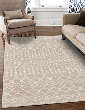 Beige 6' 1 x 9' Moroccan Trellis Rectangle Rug