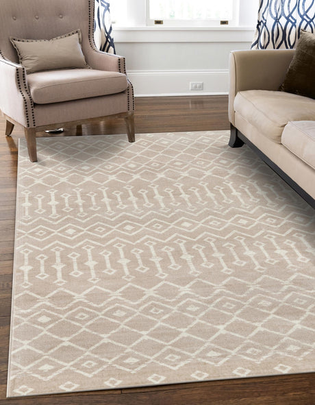 Beige 6' 1 x 9' Moroccan Trellis Rectangle Area Rug 100% Polypropylene Easy Clean Geometric Traditional Carpet for Interior Design Home Decor for Sale at Rug Engine