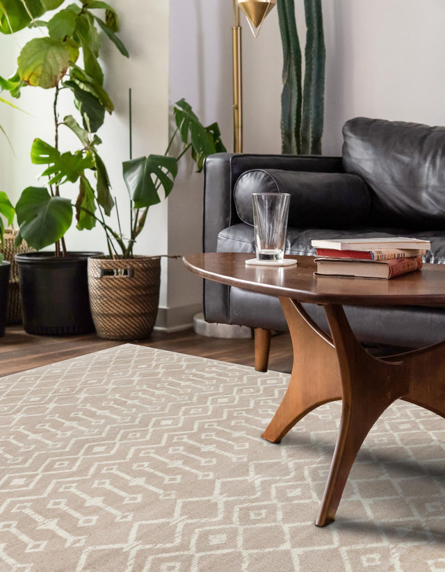 Beige 7' 1 x 10' Moroccan Trellis Rectangle Rug