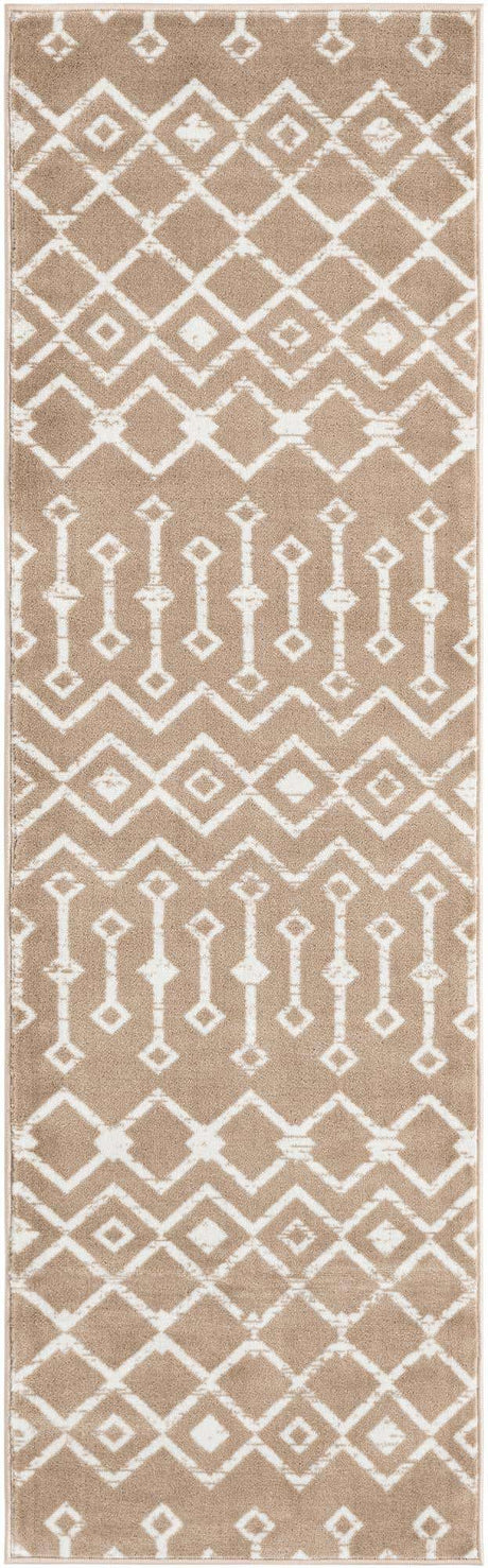 Beige 2' 6 x 8' 2 Moroccan Trellis Runner Rug