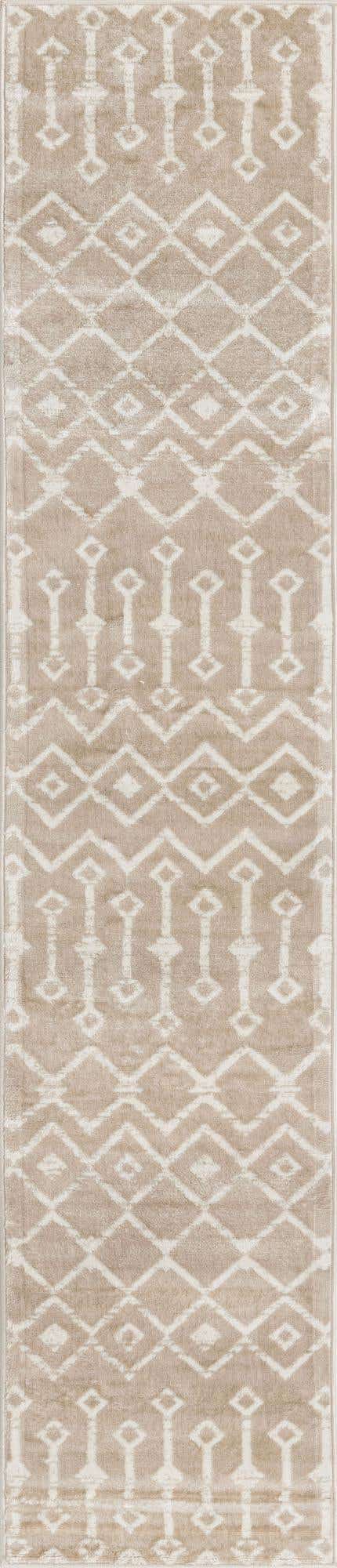 Beige 2' x 10' Moroccan Trellis Runner Rug