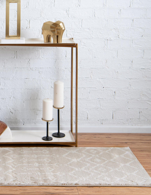 Beige 2' x 7' Moroccan Trellis Runner Rug