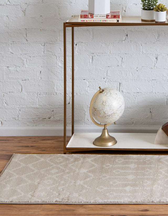 Beige 2' x 7' Moroccan Trellis Runner Rug