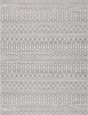 Light Gray 9' x 12' 2 Moroccan Trellis Rectangle Rug