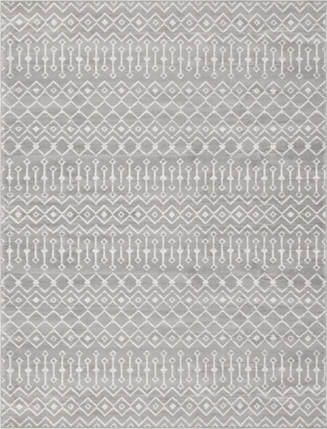 Light Gray 9' x 12' 2 Moroccan Trellis Rectangle Rug