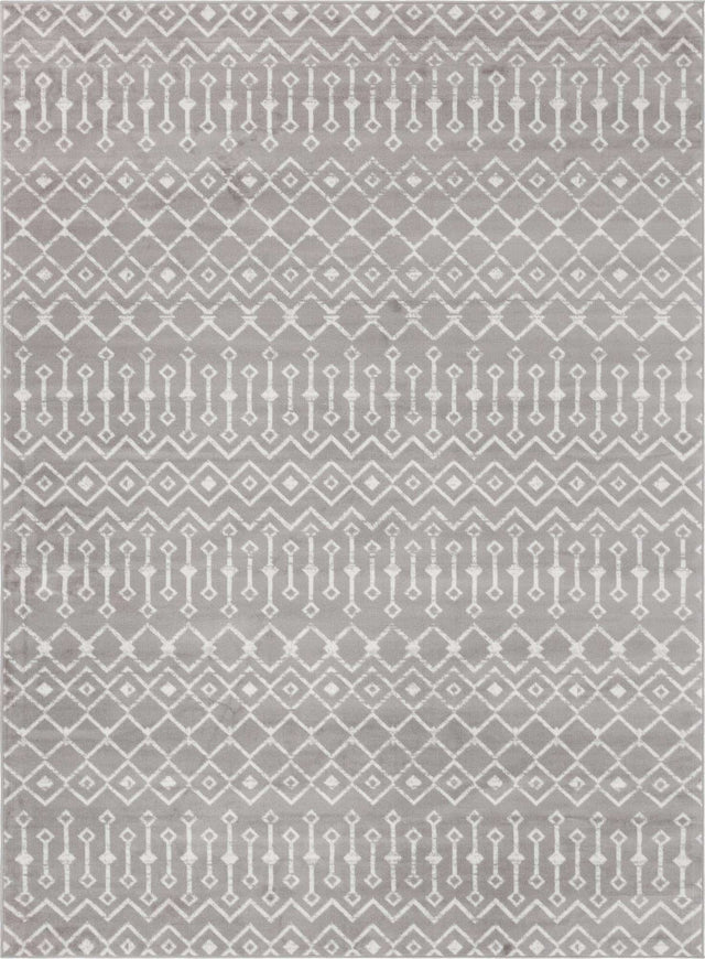 Light Gray 7' 10 x 11' Moroccan Trellis Rectangle Area Rug