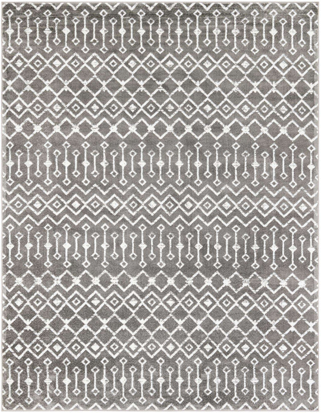 Light Gray 7' 10 x 10' Moroccan Trellis Rectangle Area Rug