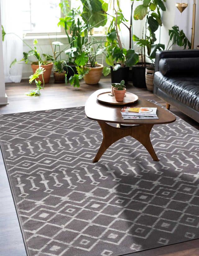 Light Gray 10' x 13' 1 Moroccan Trellis Rectangle Rug