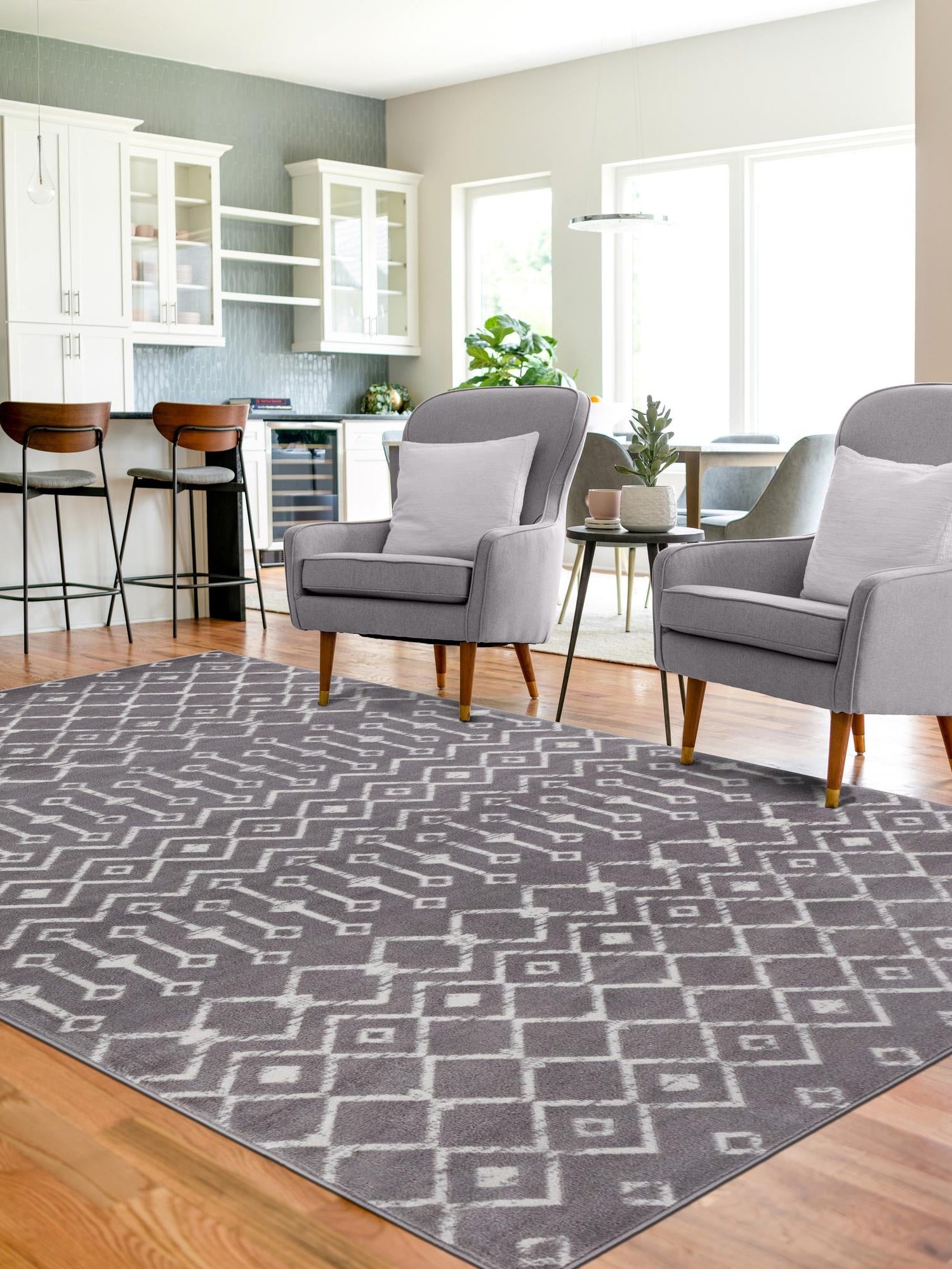Light Gray 2' x 3' 1 Moroccan Trellis Rectangle Area Rug 100% Polypropylene Easy Clean Geometric Traditional Carpet for Interior Design Home Decor for Sale at Rug Engine