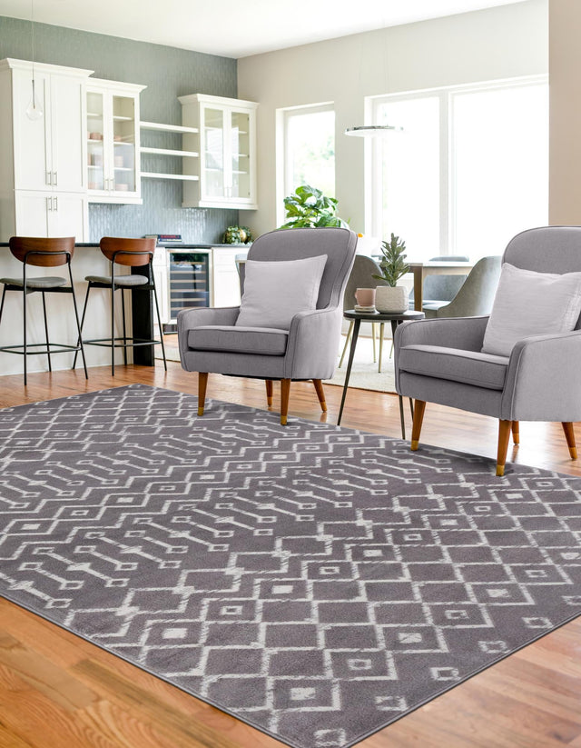 Light Gray 10' x 13' 1 Moroccan Trellis Rectangle Rug