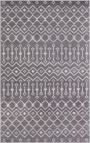 Light Gray 5' 3 x 8' Moroccan Trellis Rectangle Area Rug