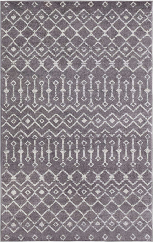 Light Gray 5' 3 x 8' Moroccan Trellis Rectangle Area Rug