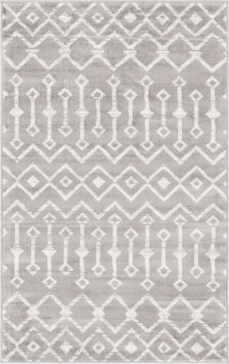 Light Gray 3' 3 x 5' 3 Moroccan Trellis Rectangle Rug