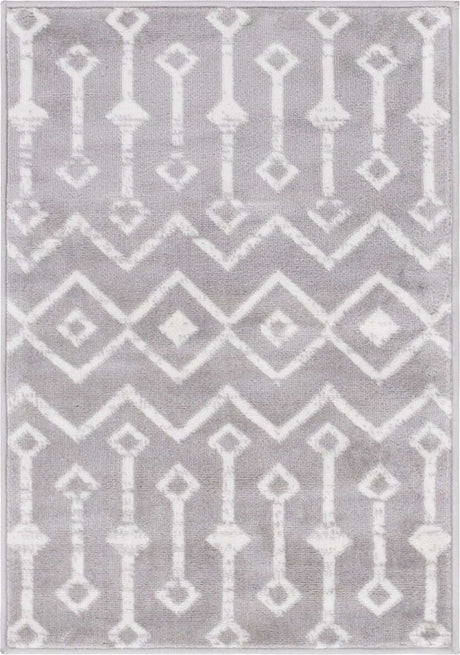 Light Gray 2' 2 x 3' Moroccan Trellis Rectangle Rug