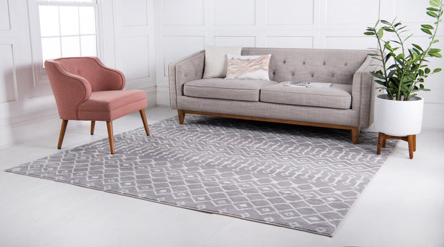 Light Gray 6' 1 x 6' 1 Moroccan Trellis Square Area Rug