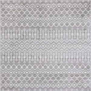 Light Gray 7' 10 x 7' 10 Moroccan Trellis Square Area Rug