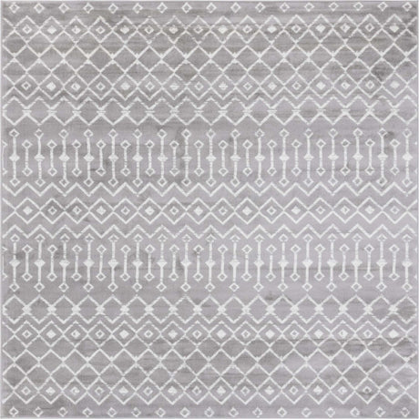 Light Gray 8' x 8' Moroccan Trellis Square Rug
