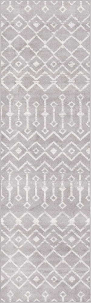 Light Gray 2' 6 x 8' 2 Moroccan Trellis Runner Rug