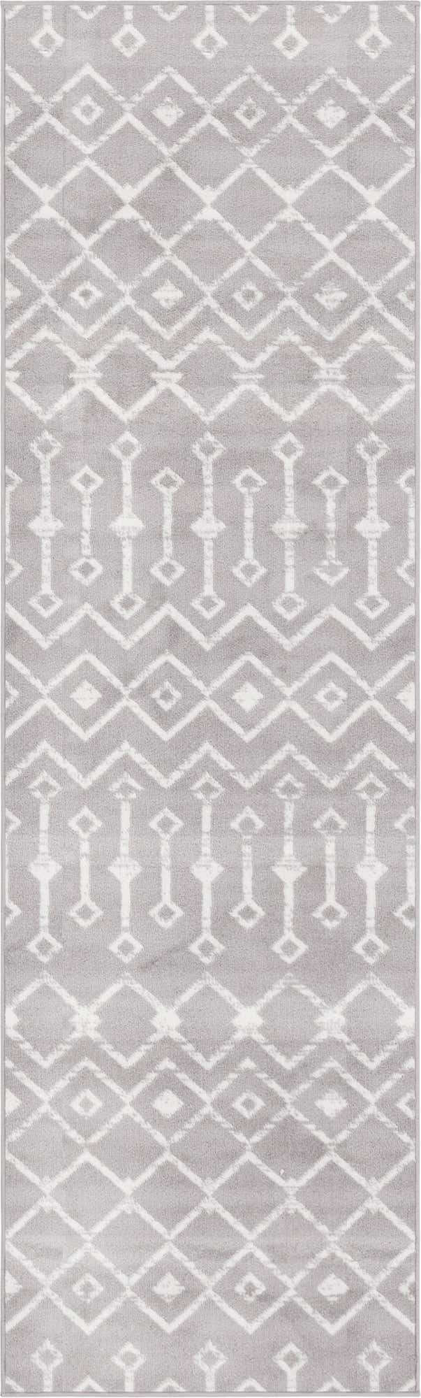 Light Gray 2' 6 x 8' 2 Moroccan Trellis Runner Rug
