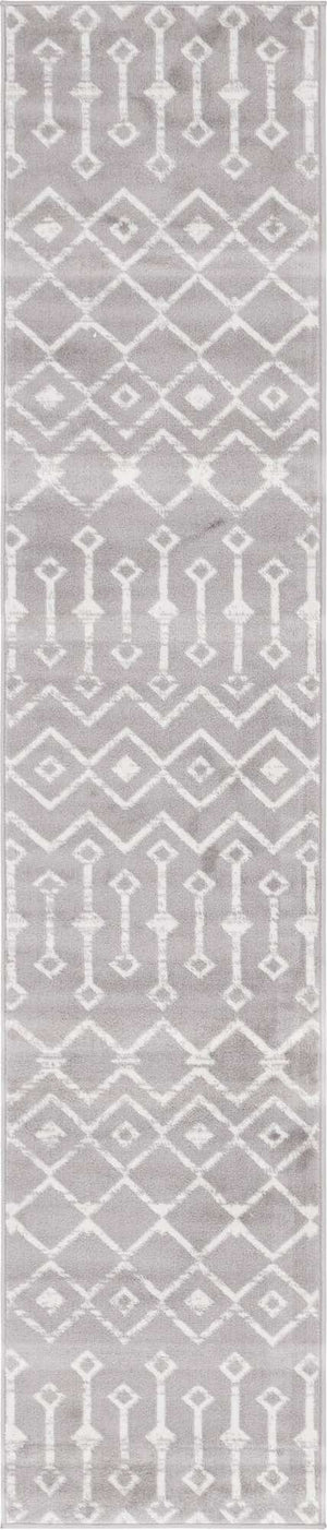 Light Gray 2' x 10' Moroccan Trellis Runner Rug